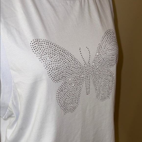 Vintage Havana Muscle Tee Top Oversized Blue With Rhinestone Butterfly Design - Picture 3 of 12